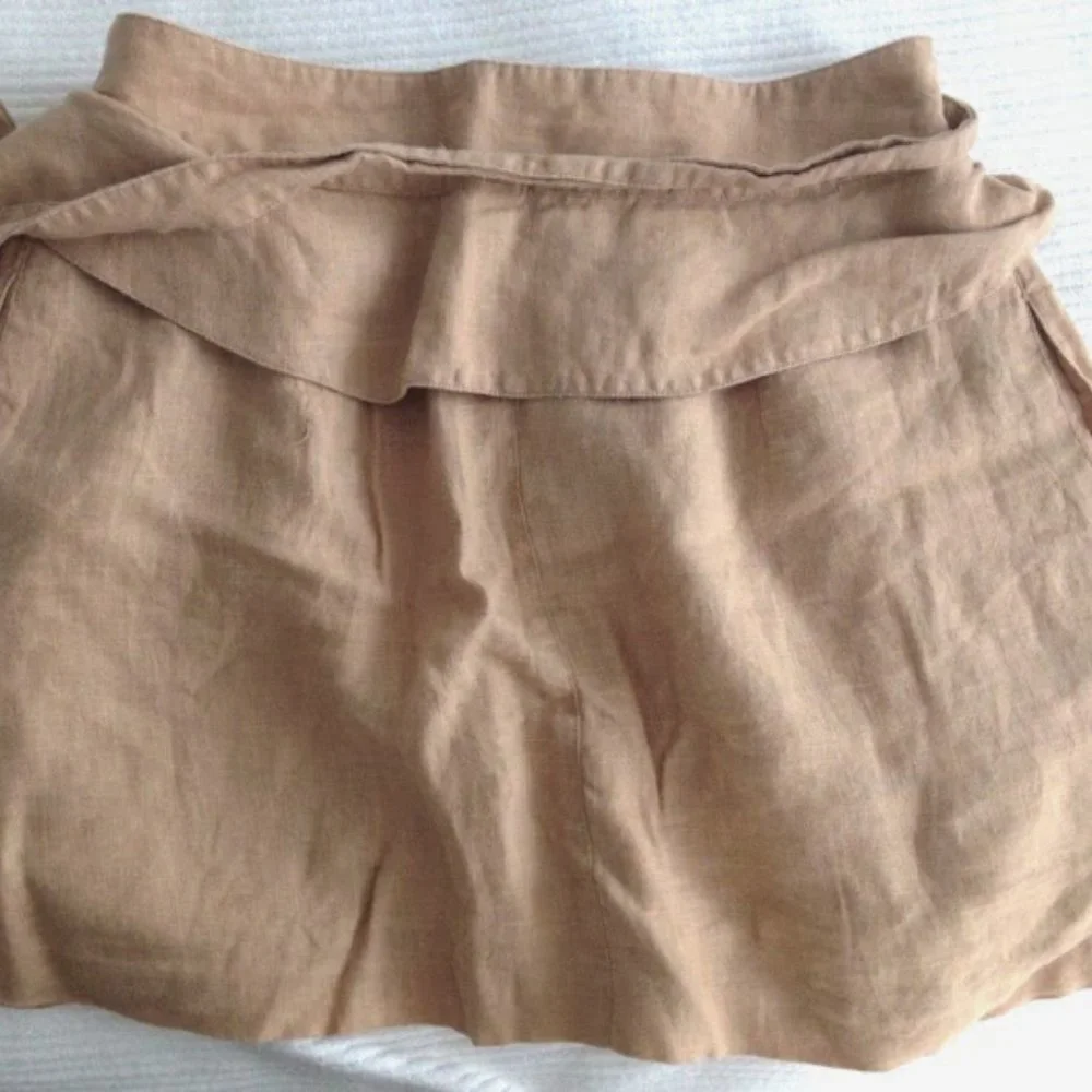 Calypso St. Barth Linen Khaki Wrap Peplum Skirt M - Picture 6 of 7
